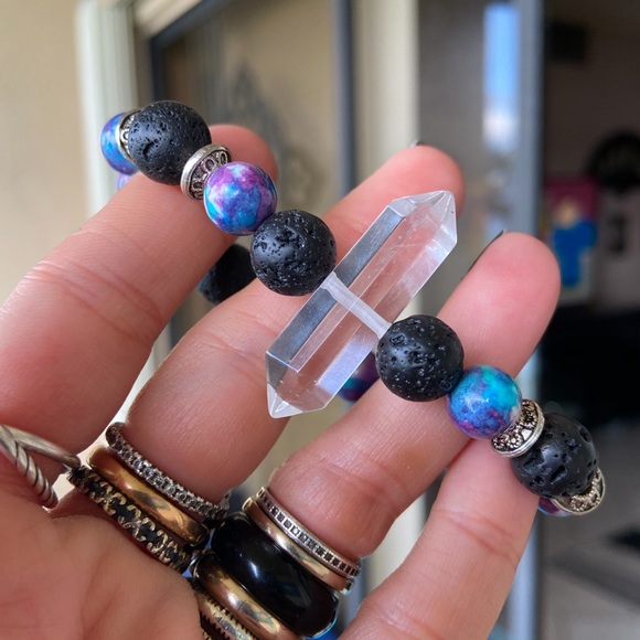 Double point crystal quartz purple jasper bracelet - Picture 8 of 11